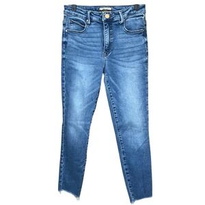 KUT From The Kloth Womens Size 6 High Rise Raw Hem Skinny Blue Jeans Distressed